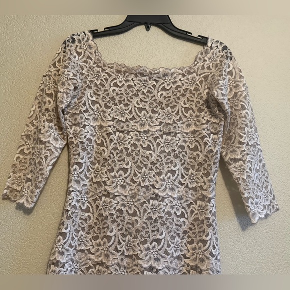 White House Black Market Champagne Bodycon Dress Size Medium Formal Party - Picture 3 of 7